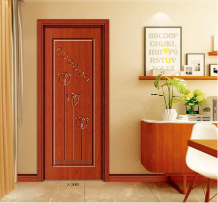鑫順來X-2065雕花簡約步步升封閉漆修色實木復合烤漆門
