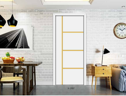 鑫順來X-2107雕花描色平開隔音實木烤漆門