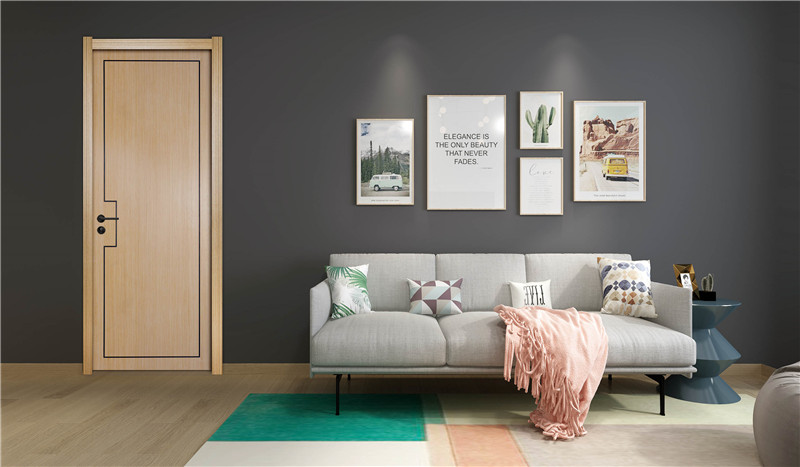 廠價直銷鑫順來X-6095平開鑲金屬條實木烤漆門