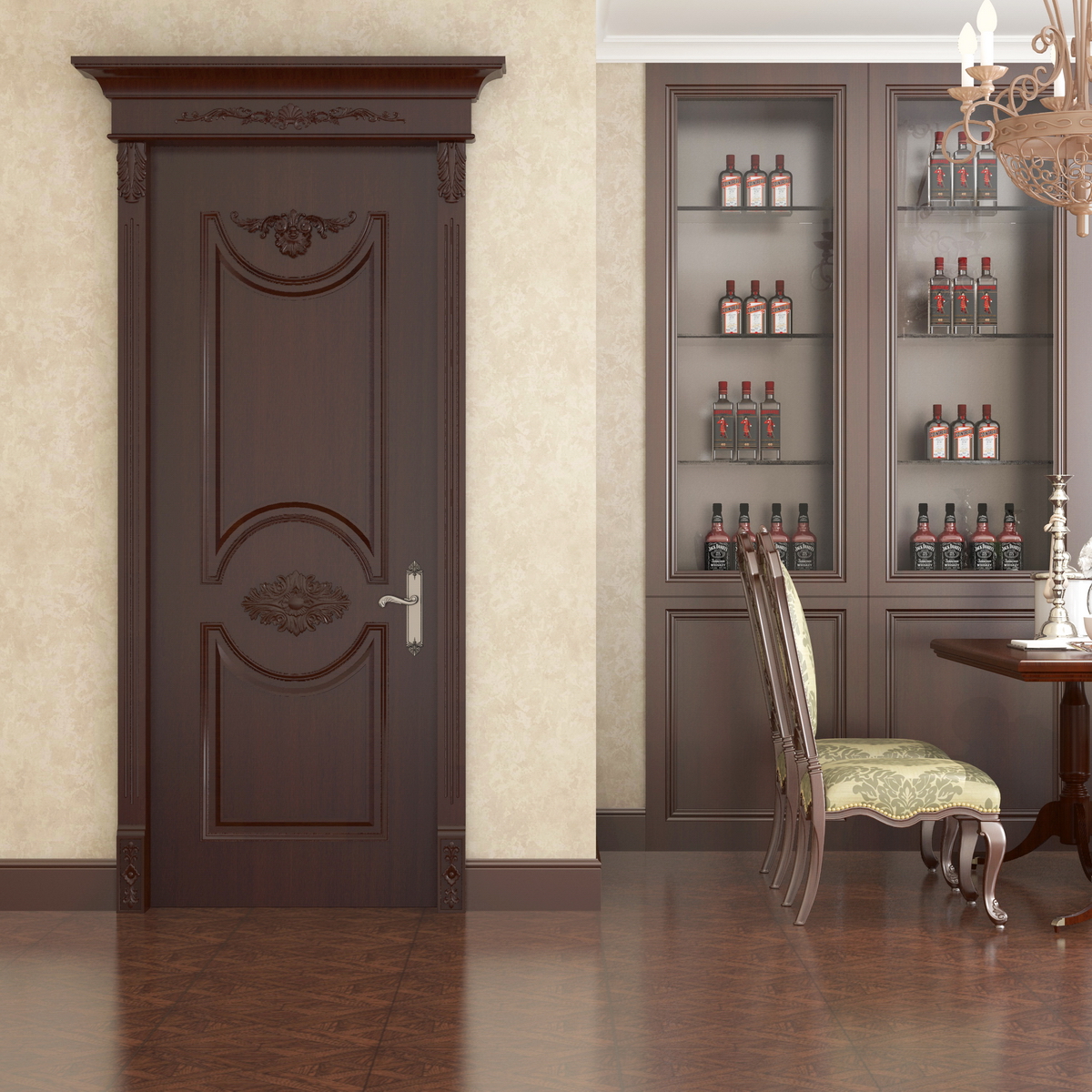 廠價(jià)直銷鑫順來(lái)X-8027平開外扣貼花實(shí)木烤漆門