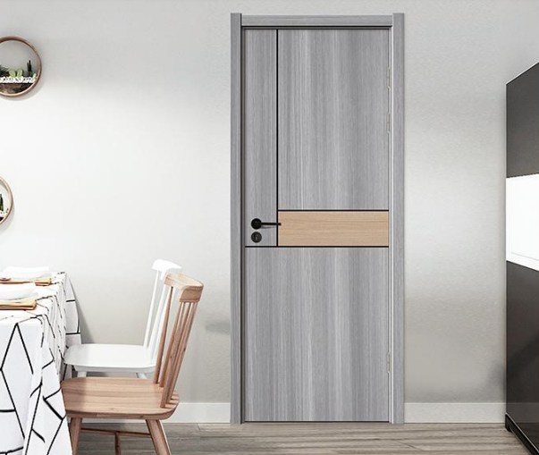 2020年新款零度鑫順來(lái)X-9007平開拼貼鑲金屬條實(shí)木烤漆門