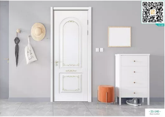 廠價新款鑫順來21-140掃碼帶扣線實木花豪華木門，掃二維碼看裝修風格