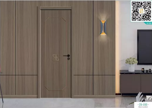 廠價新款鑫順來21-153掃碼輕奢鑲金屬條木門，掃二維碼看裝修風格