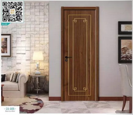 廠價新款鑫順來21-165掃碼輕奢鑲金屬條木門，掃二維碼看裝修風格