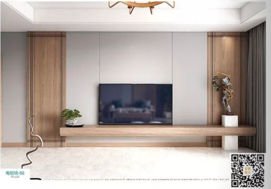 廠價新款鑫順來DQ-06掃碼輕奢電視墻,掃二維碼看裝修風格