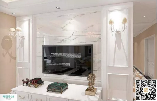 廠價新款鑫順來DQ-05掃碼豪華電視墻，掃二維碼看裝修風格